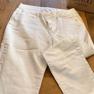 Jennifer Lopez Cream Cropped Ankle Jeans